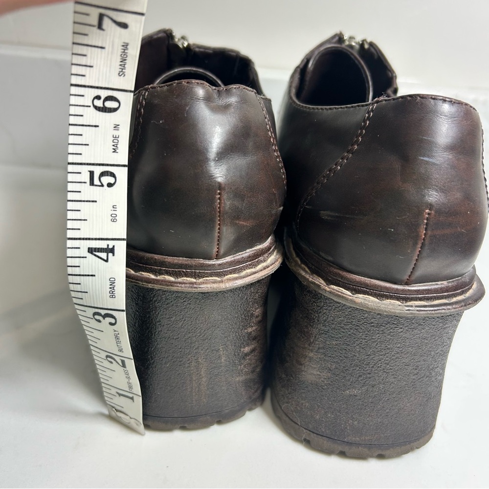 Vintage 90s Y2K Chunky Brown Platform Heels Clogs Womens Size 11 Lower East Side - Picture 4 of 7